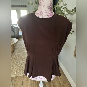 Amazon Women's Brown Peplum Tunic Top